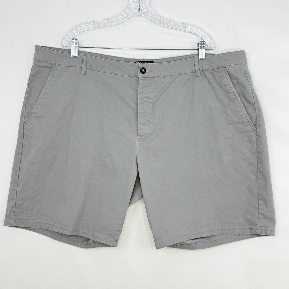 ASOS Design Men’s Gray Chino Shorts Size W48 Casual Flat Front Cotton Blend